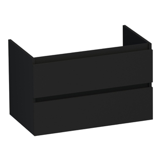 BRAUER Joy meuble sous lavabo 80 2 tiroirs softclose - sans poignée - 1 découpe pour le siphon - noir mat