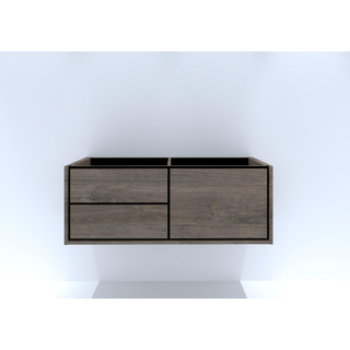 HR Badmeubelen Rize meuble sous lavabo - 2 tiroirs gauche (60cm)/1 tiroir haut droit (60cm) - sans poignée push2open - 120 x 45 x 45 cm - espresso