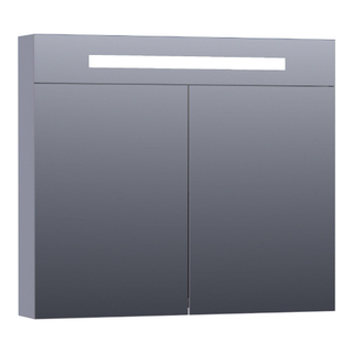 BRAUER Double Face Armoire de toilette 80x70cm éclairage intégré rectangulaire 2 portes pivotantes MDF Gris mat