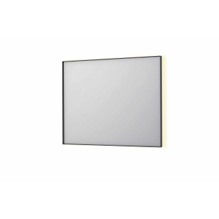 INK SP32 spiegel - 100x4x80cm rechthoek in stalen kader incl indir LED - verwarming - color changing - dimbaar en schakelaar - geborsteld metal black