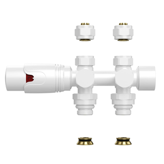 Belrad Radiatorkraan - 19.8x4.3 - thermostatisch - muur- en vloeraansluting - 1/2MX16/2 M30 - glans wit