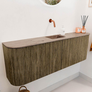 Mondiaz JOYA-DLUX 123.2cm toiletmeubel - ronding links en rechts kleur Dusk - Wastafel FAYE positie Midden Zonder kraangat kleur Arena.