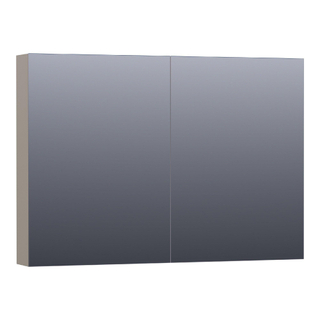 Saniclass Plain Spiegelkast - 100x70x15cm - 2 links/rechtsdraaiende spiegeldeuren - MDF - mat taupe