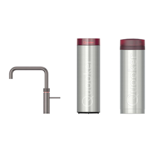 Quooker Fusion Square robinet d'eau bouillante - bec pivotant - PRO3 incl. réservoir Cube - Eau chaude / bouillante / pétillante / filtrée - Gunmetal
