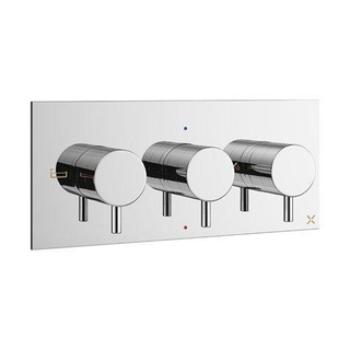 Crosswater MPRO Robinet de baignoire thermostatique encastrable 1 robinet d'arrêt 1 inverseur partie de finition 27.5x12cm horizontal chrome