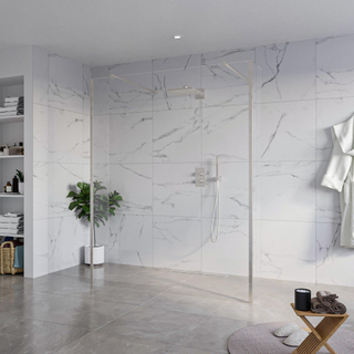 FugaFlow Eccelente Vetro Douche à l'italienne libre - 160x200cm - Clair - anti-calcaire - verre de sécurité 8mm - 2 parois latérales 40cm - avec bras muraux et profils d'angle - inox brossé -