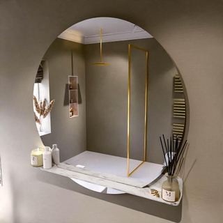 Mondiaz SPOT Badkamerspiegel - rond 120cm - spiegelplanchet - kleur Glace