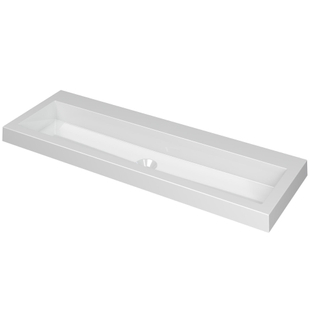 INK Dock wastafel - 120x40x6cm - 1 wasbak - 0 kraangaten - polystone wit glans