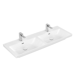 Villeroy & Boch Subway 3.0 Plan vasque 130x16.5x10.5cm 2 trous de robinet avec trop-plein Blanc