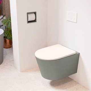 MONDIAZ LAVIE wandclosetpack - 36x53cm - diepspoel - rimless - Smoke (grijs) - softclose - quick-release - toiletzitting - Rosee (roze)