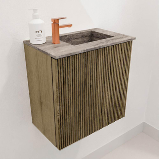 Mondiaz JOYA-DLUX 40cm toiletmeubel - kleur Dusk - Wastafel FAYE positie Rechts 1 kraangat kleur Oza.