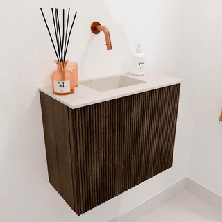 Mondiaz JOYA-DLUX 50cm toiletmeubel - kleur Walnut - Wastafel FAYE positie Midden Zonder kraangat kleur Meli.