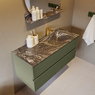 Mondiaz VICA-DLUX Ensemble de meuble de salle de bain - 110cm - meuble sous-vasque armée - 2 tiroirs - lavabo encastré nuage droite - 1 trou de robinet - version haute 60cm - lave