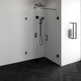 BRAUER Create Cabine de douche carrée en 3 parties 90x90cm sans profilé avec verre de sécurité anticalcaire 8mm noir mat