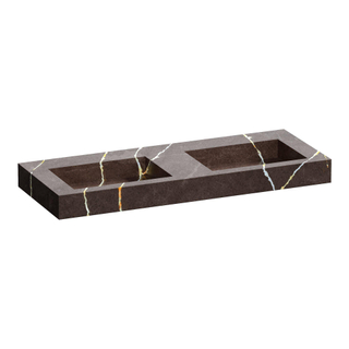 BRAUER Artificial Marble Lavabo pour meuble - 119.6x10.5x45.7cm - sans trop-plein - 2 vasques - sans trou de robinet - composite - Copper Brown