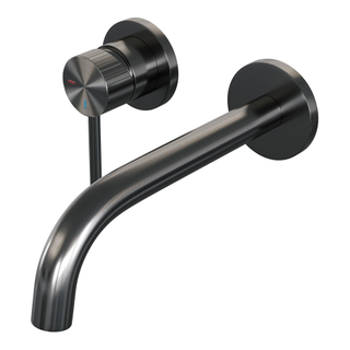 BRAUER Stripe Mitigeur lavabo encastré - bec courbé et rosaces modèle A2 - gunmetal brossé PVD