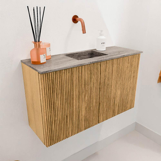 Mondiaz JOYA-DLUX 70cm meuble de salle de bains - couleur Oak - Vasque FAYE position Milieu Sans trou de robinet couleur Oza.