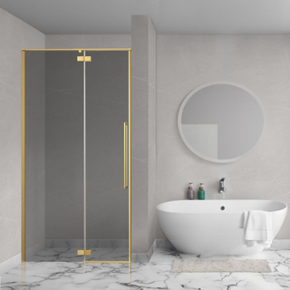 Aqua Vista Oria Linea nisdeur - 80x200cm - incl. montageset - rookglas - geborsteld goud