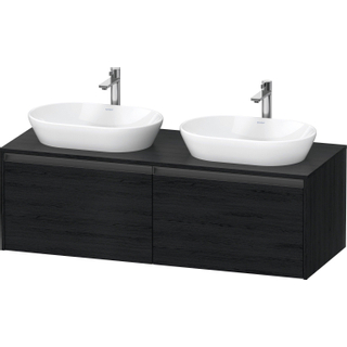 Duravit ketho meuble sous 2 lavabos avec plaque console et 2 tiroirs pour double lavabo 140x55x45.9cm avec poignées chêne anthracite noir mat