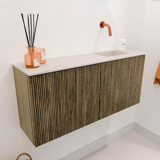 Mondiaz JOYA-DLUX 90cm toiletmeubel - kleur Dusk - Wastafel FAYE positie Rechts Zonder kraangat kleur Meli.