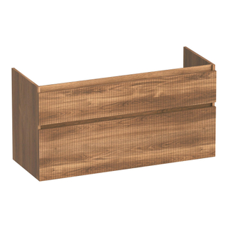 BRAUER Delight Wavy wastafelonderkast 120 2 softclose lades - greeploos - 1 sifon uitsparing - Honey