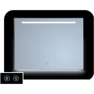 TuTTi Q-Mirrors Spiegel - 100x70 - rechthoek - touch-icoontjes - spiegelverwarming - LED verlichting - 3 kleuren - horizontale strook + ambiance onder - omlijsting - aluminium
