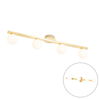 QAZQA Cederic badkamer plafondlamp - 68x10x13cm - 4 lichts - rond - messing (goud)