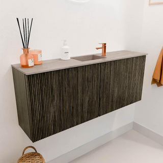 Mondiaz JOYA-DLUX 100cm meuble de toilette - couleur Shadow - Lavabo FAYE position Milieu 1 trou de robinet couleur Saba