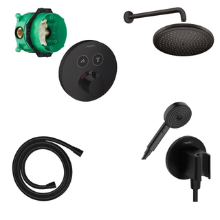 Hansgrohe Showerselect Ensemble de douche - élément encastré - flexible de douche - thermostat - pomme de douche - bras de douche - douchette - support de douchette - noir mat