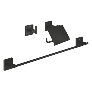 GROHE Start Cube QuickFix Accessoireset 3-delig - toiletrolhouder - met klep - handdoekhaak - handdoekhouder - 60cm - matte black