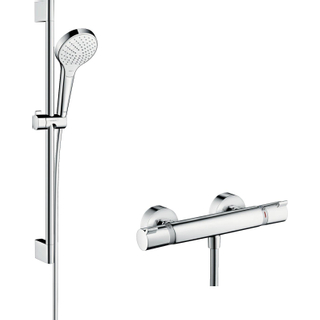 Hansgrohe Croma Select S Glijstangset - croma select s vario handdouche 65cm - Ecostat Comfort douchekraan - thermostatisch - wit/chroom OUTLETSTORE