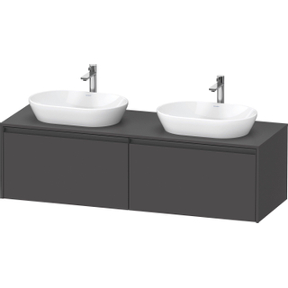 Duravit ketho meuble sous 2 lavabos avec plaque console et 2 tiroirs pour double lavabo 160x55x45.9cm avec poignées anthracite graphite mat