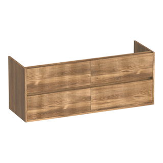 BRAUER Adore Wavy wastafelonderkast 140 4 softclose lades - greeploos - 2 sifon uitsparingen - Honey