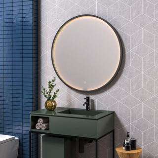 HR Meubles de salle de bain miroir Ghost Round 100x100cm à intensité variable LED avec chauffage
