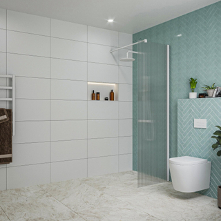 FugaFlow Eccelente Vetro inloopdouche badkamer - 60x200cm - ribbelglas - wandarm - mat wit