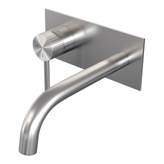 BRAUER Stripe Mitigeur lavabo encastré - bec courbé et plaque de recouvrement - modèle A2 - couleur inox brossé PVD