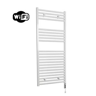 Sanicare HVW Elektrische Radiator - 111.8x45cm - 596W - wifi - thermostaat - wit - rechtsonder - wit