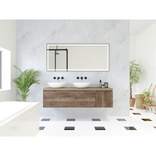 HR Matrix ensemble de meubles de salle de bain 3d 160cm 2 tiroirs sans poignée avec bandeau de poignée et placard latéral en couleur charleston