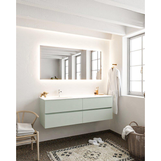 Mondiaz VICA ensemble de meuble de salle de bain - 150cm - meuble sous-vasque gris - 4 tiroirs - lavabo moon gauche - 1 trou de robinet - version XL 60cm haut