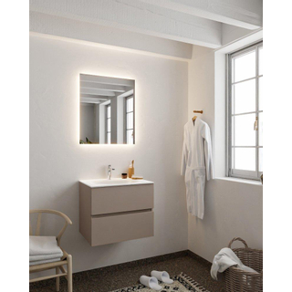 Mondiaz VICA Ensemble de meuble de salle de bain - 60cm - meuble sous-vasque fumée - 2 tiroirs - lavabo lune milieu - 1 trou de robinet - version XL 60cm haut