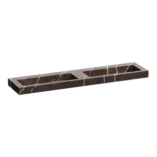 Saniclass Artificial Marble Lavabo pour meuble - 198.6x10.5x45.7cm - sans trop-plein - 2 vasques - sans trou de robinet - composite - Copper Brown