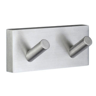 Smedbo House Handdoekhaak - 9x4cm - dubbel - geborsteld chroom