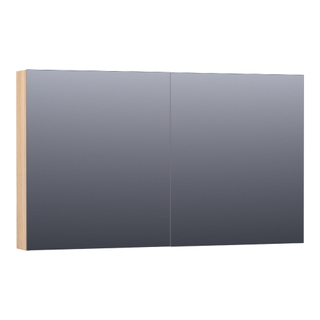 Saniclass Plain Spiegelkast - 120x70x15cm - 2 links/rechtsdraaiende spiegeldeuren - hout - Smoked oak