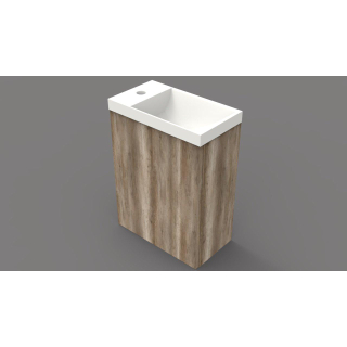 Arcqua Luna Meuble sous lave-mains 54.3x39.7x21.8cm Canyon Oak avec lavabo WC Marble sans trop-plein blanc brillant