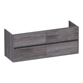 BRAUER Adore meuble sous lavabo - 140x46x55cm - 4 tiroirs à fermeture douce - sans poignée - 2 découpes pour siphon - Driftwood