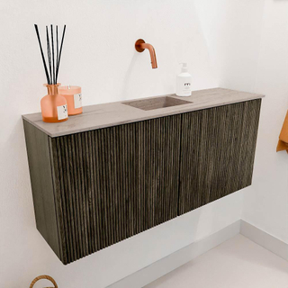 Mondiaz JOYA-DLUX 90cm meuble de toilette - couleur Shadow - Vasque FAYE position Milieu Sans trou de robinet couleur Saba