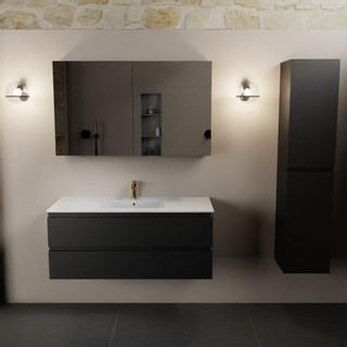 Mondiaz AIVY Ensemble de meuble - 120x45x50cm - 1 trou de robinet - 1 vasque Talc céramique - Centre - 2 tiroirs - avec miroir - MDF Urban