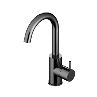 Hotbath Cobber wastafelmengkraan 27.8cm 1 gats met draaibare uitloop zonder waste zwart chroom SHOWROOMMODEL