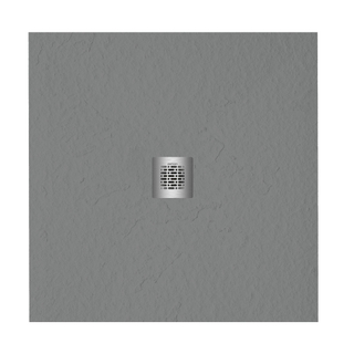 ZEZA Grade receveur de douche - 80x80cm - antidérapant - antibactérien - marbre minéral - carré - mat cemento (gris)