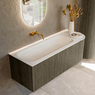 Mondiaz KURVE Ensemble de meuble salle de bain - 125x46x40cm - 1 tiroir - 1 porte - lavabo en solid surface - gauche - sans trou de robinet - Shadow